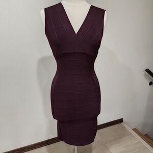 Vintage Bandage Dress Maroon Burgundy Bodycon Party Dress 90s Y2K size 6